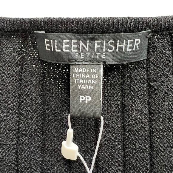 Eileen Fisher Washable Wool Ribbed Pleated Dress Black Size PP NEW - Picture 6 of 12